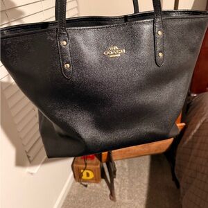 Coach Black Tote Bag with Gold Accents